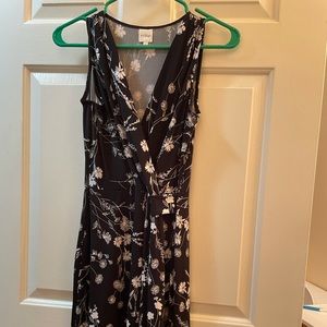 Black and White Floral Wrap Dress